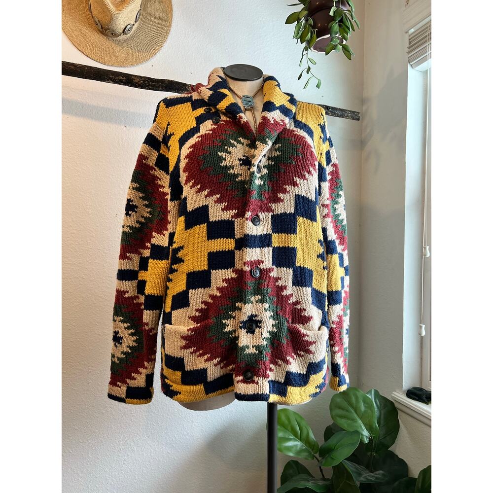 Ralph Lauren Denim & Supply Southwestern Cotton Woven Cardigan Sweater Size XL - Picture 11 of 11
